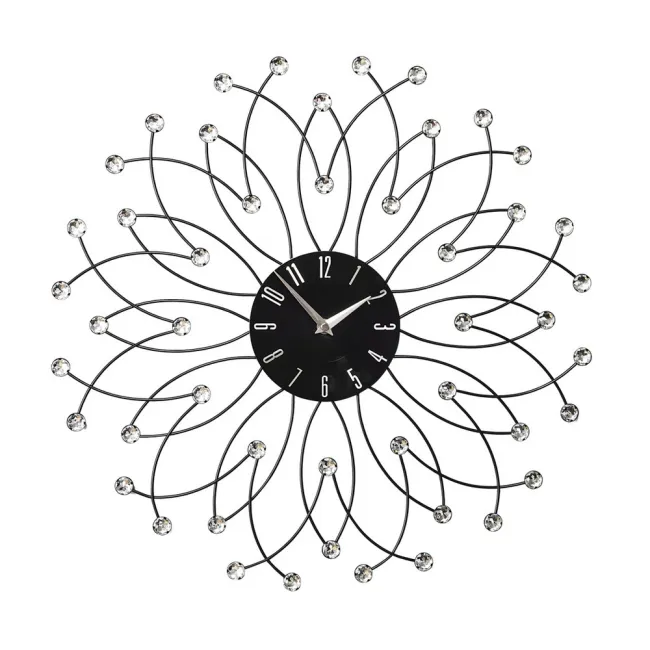 Zegar ścienny 50x50x4 Crystal 06 Kwiatek metalowy krzyształki