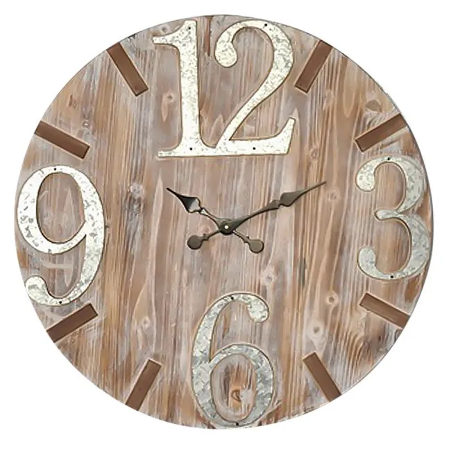 Zegar ścienny 70x70x4 Enzo 01 Vintage stare deseczki biała patyna