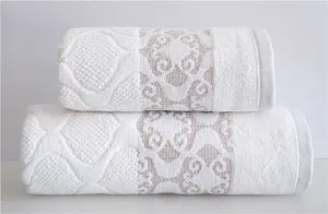 Ręcznik Lugana 70x130 biały wytłaczany  500g/m2 Greno