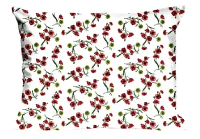 Poszewka bawełniana 50x60 1619N biała  czerwone kwiatki Classic E24