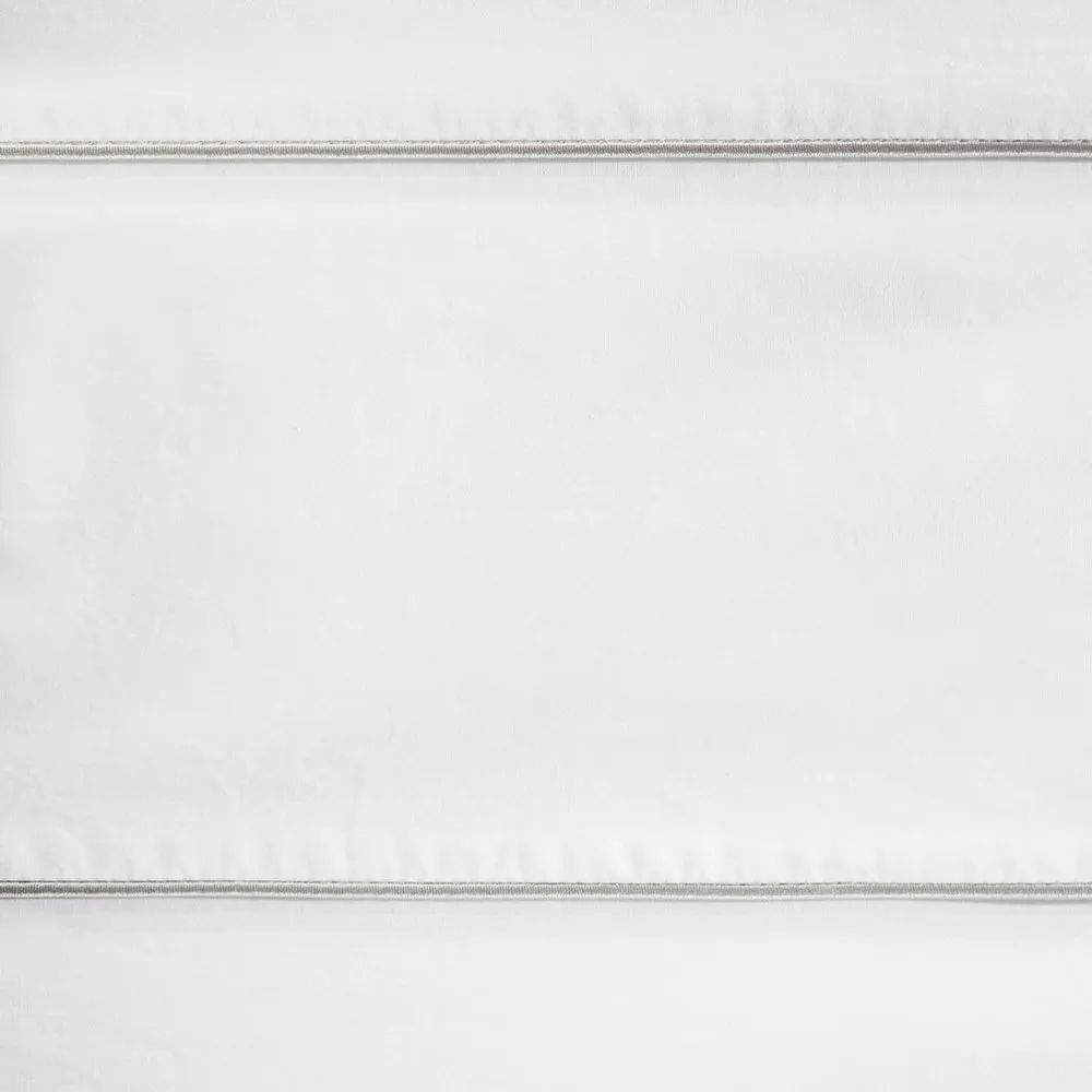 Pościel bawełniana 160x200 Milano biała srebrna lamówka Eurofirany