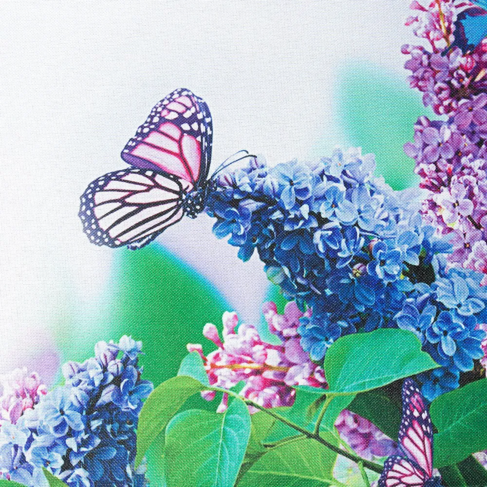 Obrus dekoracyjny 40x140 Egidia 5 biały bzy fioletowe niebieskie motyle Eurofirany