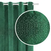 Zasłona gotowa na przelotkach 140x250 zielona butelkowa welurowa z kryształkami Shiny