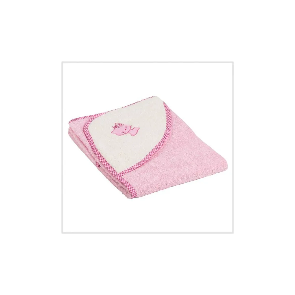Ręcznik z kapturkiem 90x90 Różowy Kotek Zwoltex