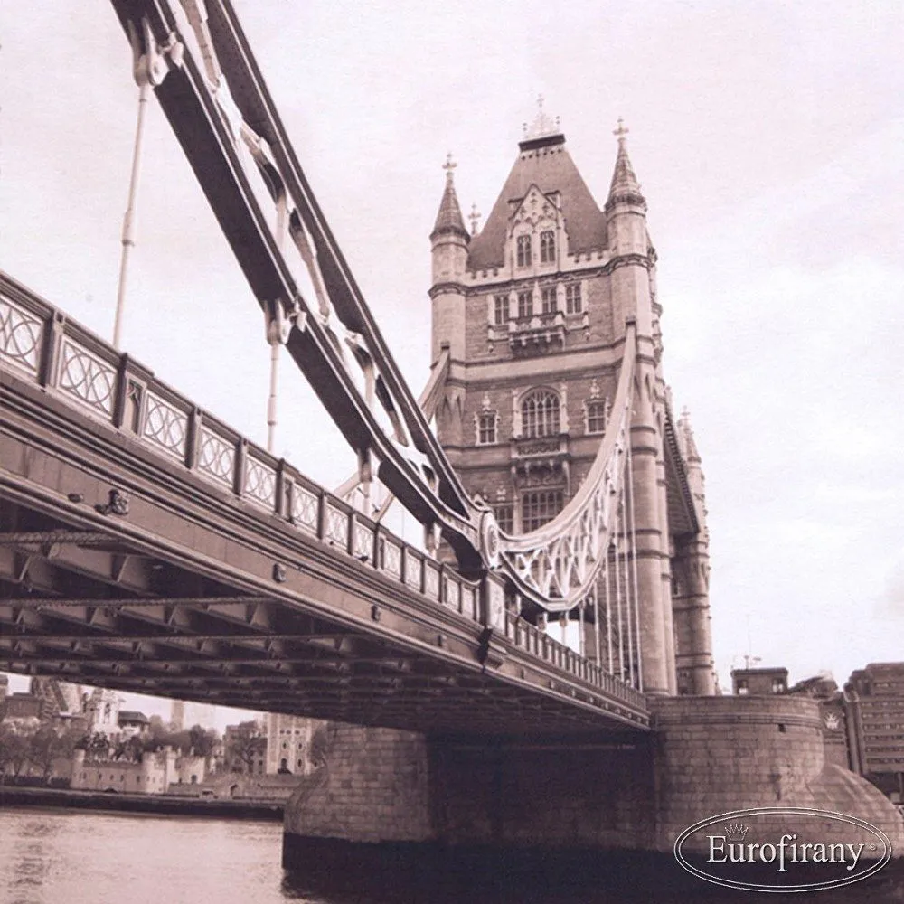 Zasłona gotowa na przelotkach 140x250 Londyn 5 beżowa most Big Ben Eurofirany