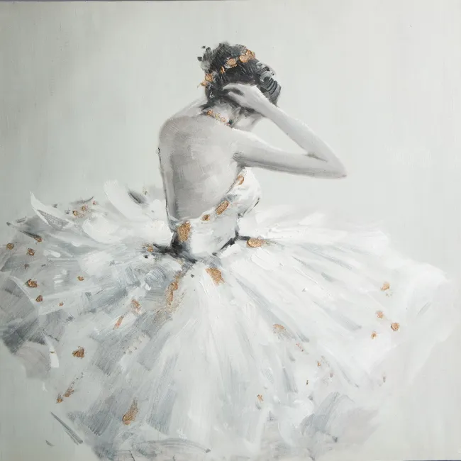 Obraz Ewodia 1 60x60 ręcznie malowany baletnica na płótnie Eurofirany