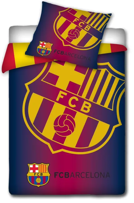 Pościel bawełniana 140x200 FC Barcelona Herb na cieniowanym tle