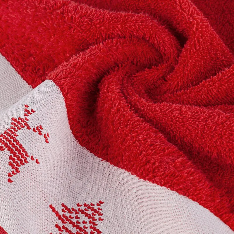 Ręcznik Noel 70x140 czerwony biały  renifery świąteczny 02 450 g/m2 Eurofirany