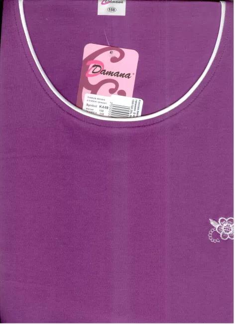 Koszula damska z krótkim rękawem  D 449 158/124 2XL fioletowa z haftem 