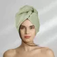 Turban do włosów Button oliwkowy kąpielowy ręcznik frotte