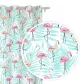 Zasłona gotowa na przelotkach 140x250 biała flamingi liście palmy miętowe Flamingove
