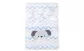 Kocyk dziecięcy 75x100 Ricco niebieski biały zygzak z mikrofibry z haftem aplikacją piesek pies