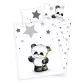 Pościel bawełniana 100x135 Panda gwiazdki białą szara do łóżeczka 2023