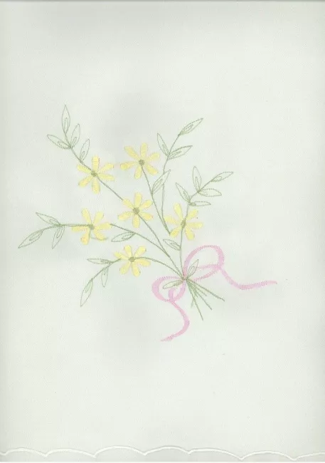 Obrus haftowany 90x150 A pistacjowy żółte kwiatki