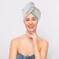 Turban kąpielowy 65x23 szary frotte new ręcznik do włosów na głowę