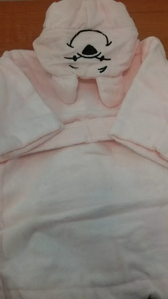 Szlafrok dziecinny Miś 0-6 miesięcy z haftem miś różowy