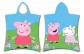 Poncho dla dzieci 50x115 Świnka Peppa Pig 7612 ręcznik z kapturem łąka kwiatki niebieski zielony