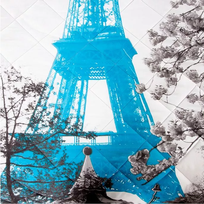 Narzuta dekoracyjna 170x210 Eiffel/1 Niebieska Wieża Eiffla Eurofirany