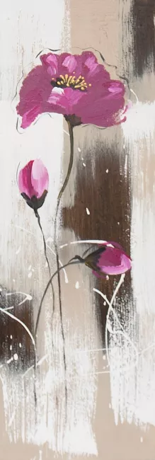 Obraz Emma 3 30x90 ręcznie malowany fioletowe kwiaty Eurofirany