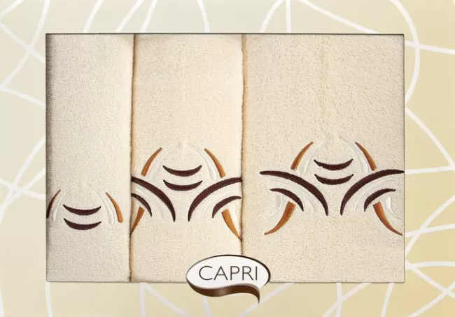 Komplet ręczników Capri 3szt RAK kremowy brązowy Eurofirany