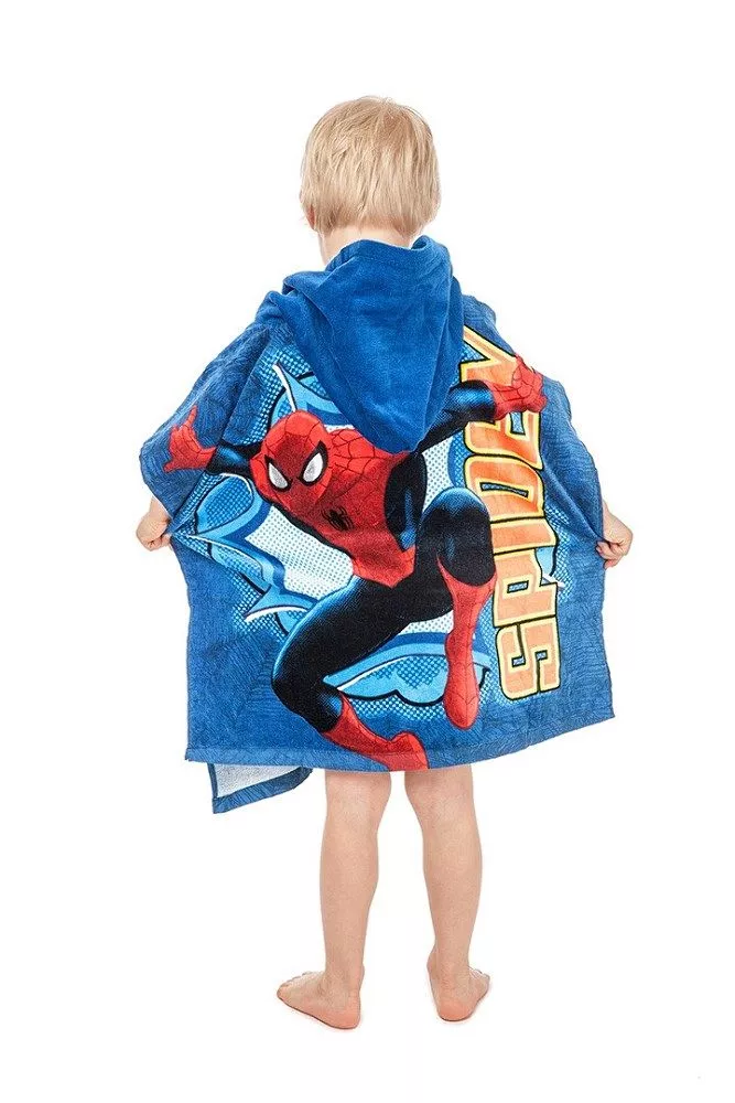 Poncho dla dzieci 60x120 Spiderman 5385 Człowiek Pająk ręcznik z kapturem