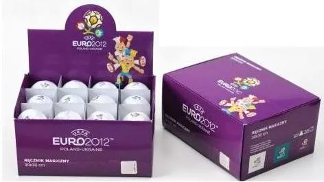 Ręcznik magiczny 30x30 EURO2012   Piłka z Logo fiolet