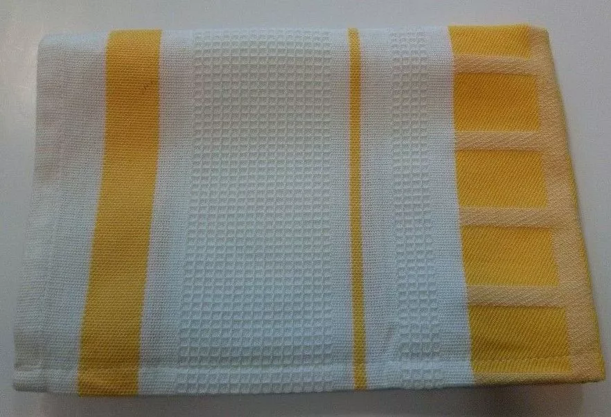 Ścierka do naczyń 50x70 gofrowana biała w paski żółte
