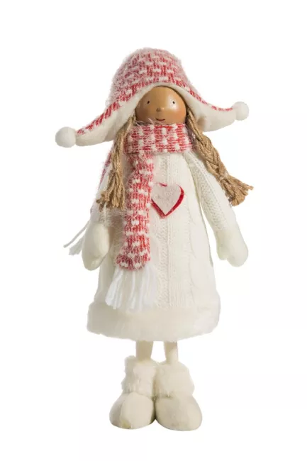 Ozdoba świąteczna Doll lalka 17x12x37 kremowa czerwona Eurofirany