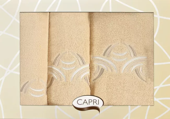 Komplet ręczników w pudełku Capri 3 cz. Rak 02 beż+krem Eurofirany