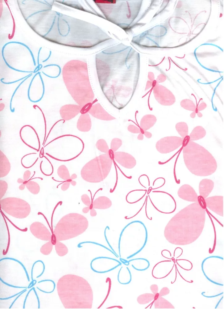 Koszula krótka falbanka 23 rozmiar M biało różowa w motylki Luna