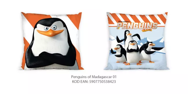 Poszewka bawełniana 40x40 Pingwiny z Madagaskaru  PG 01 Faro