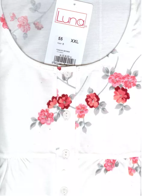 Koszula damska długa polo 55 rozmiar 2XL biało czerwona w kwiaty Luna
