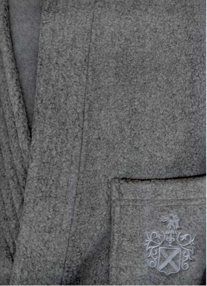 Szlafrok męski polarowy szalowy z haftem Space rozmiar XXL szary