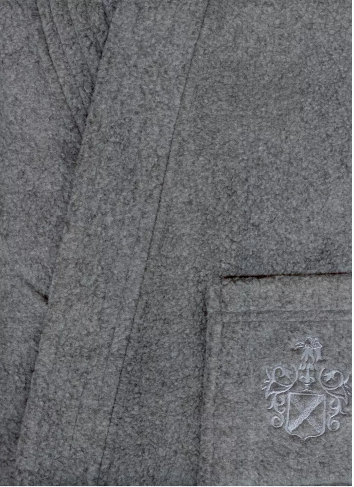 Szlafrok męski polarowy szalowy z haftem Space rozmiar XXL szary