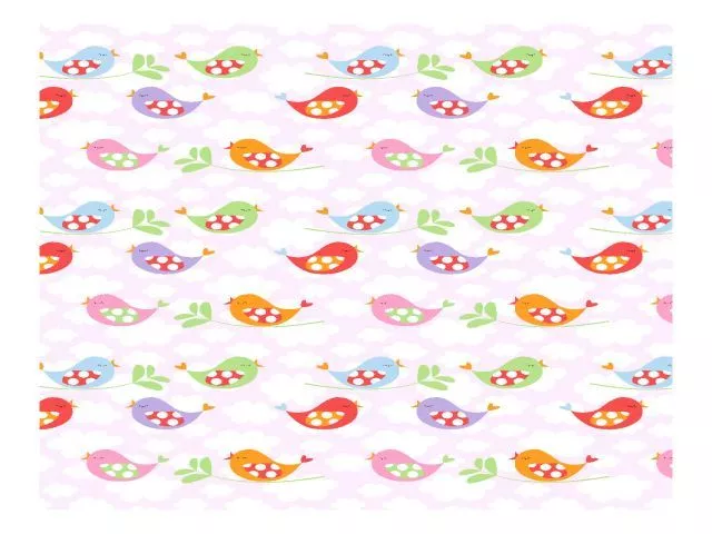 Pościel z kory 140x200 wzór 224N Kolorowe  Ptaki na różowym tle-zdjęcie poglądowe