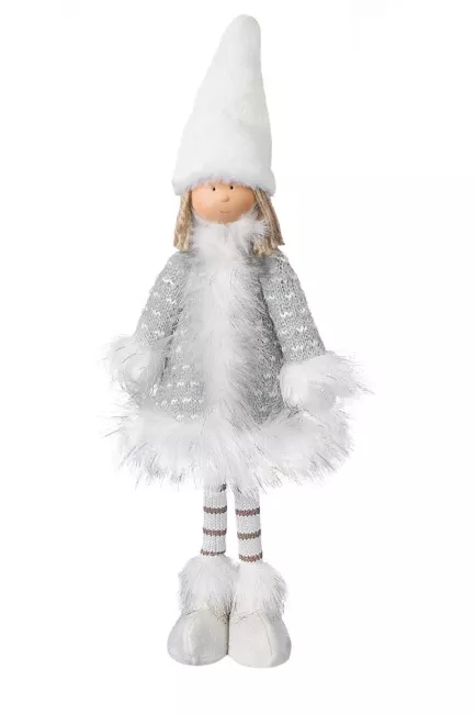 Ozdoba świąteczna Doll lalka 17x9x55 stalowa srebrna Eurofirany