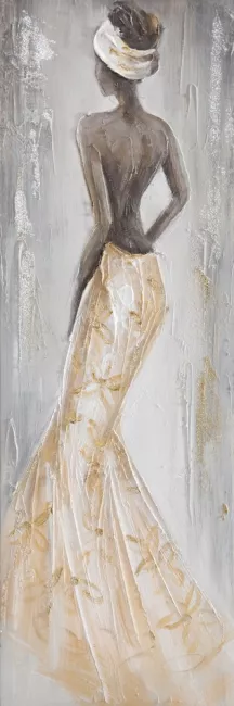 Obraz Kenya 1c 30x90 ręcznie malowany kobieta w złotej sukni Eurofirany