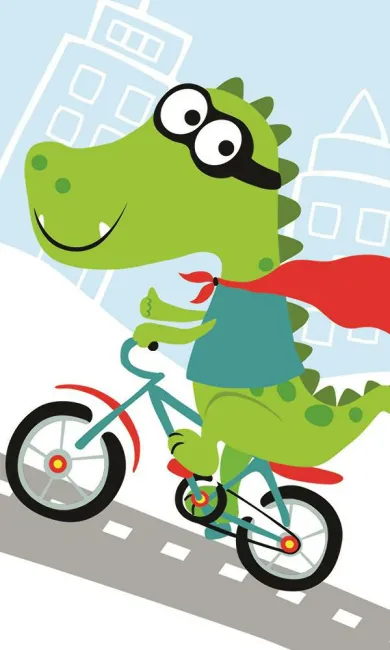 Ręczniczek do przedszkola 30x50 Krokodyl zielony na rowerze 7142 dziecięcy bawełniany do rąk