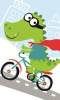 Ręczniczek do przedszkola 30x50 Krokodyl zielony na rowerze 7142 dziecięcy bawełniany do rąk