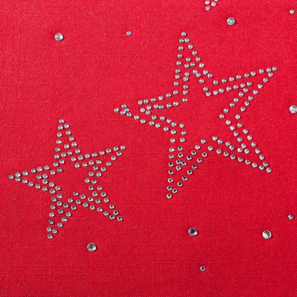 Obrus bieżnik świąteczny 40x180 Aurelia czerwony gwiazdki cekinki Eurofirany