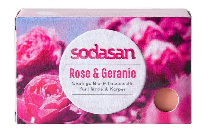Mydło róża i pelargonia 100g. kostka Bio  Sodosan