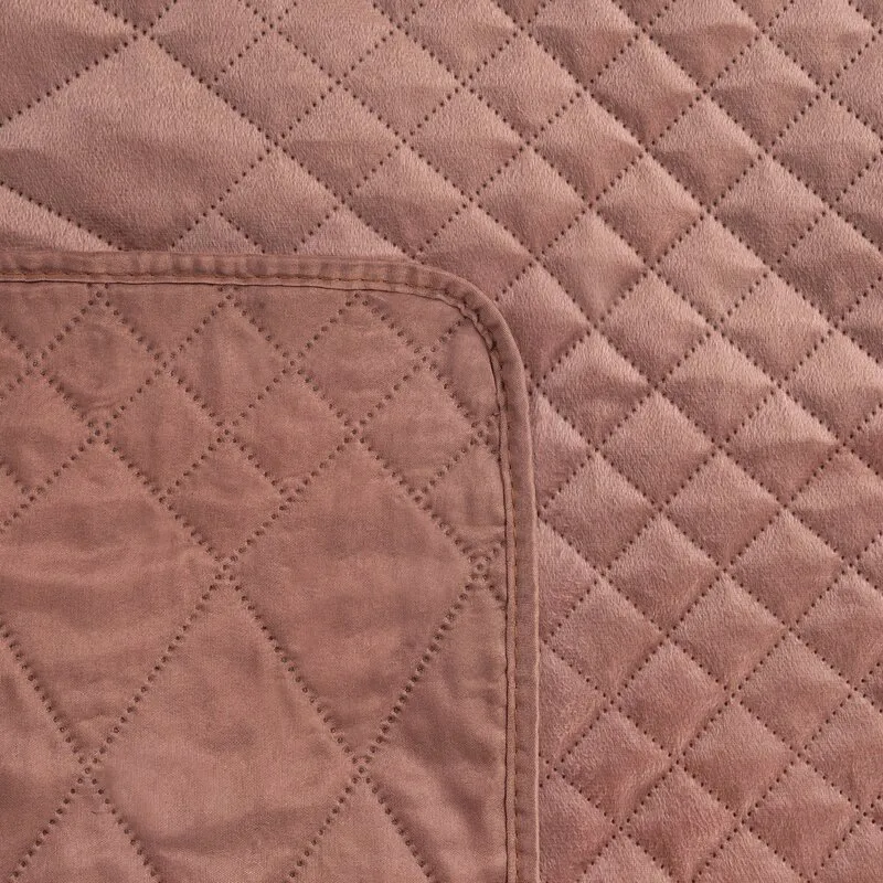 Narzuta na fotel 70x160 Luiz 3 różowa     pudrowa welurowa wzór geometryczny