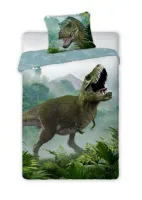 Pościel bawełniana 140x200 Dinozaur t rex 002 zielona poszewka 70x90