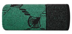 Ręcznik Dorian 70x140 czarny turkusowy liście miłorzębu 500g/m2 frotte Eurofirany