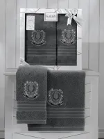 Komplet ręczników w pudełku 2 szt Pames grafitowy 50x90+70x140 Darymex