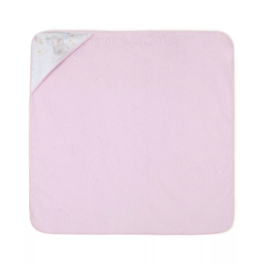 Okrycie kąpielowe 100x100 Słoń różowy  ręcznik z kapturkiem + przytulanka