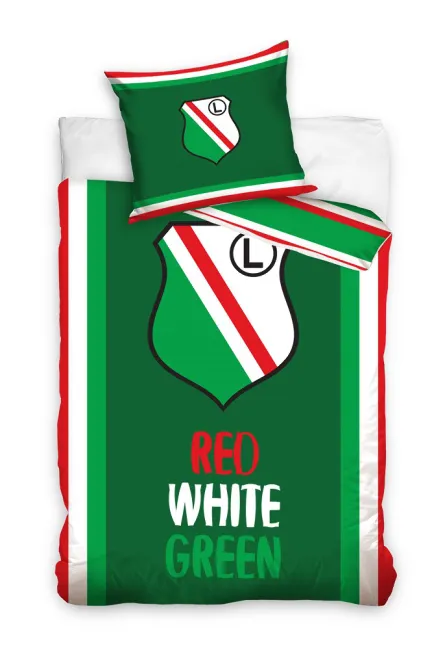 Pościel bawełniana 160x200 Legia Warszawa Herb piłkarska klubowa red white green LW171041