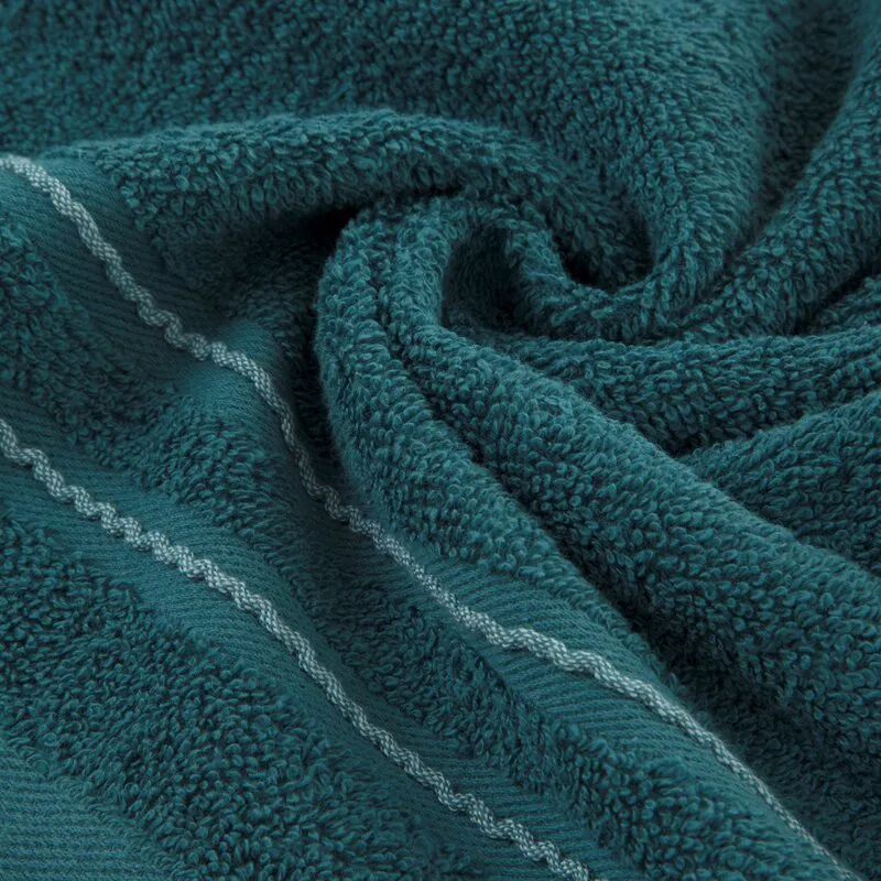 Ręcznik Emina 30x50 turkusowy zdobiony  stebnowaną bordiurą 500 g/m2 Eurofirany
