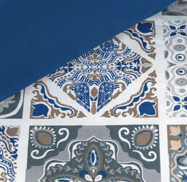 Pościel satynowa 160x200 Azul oranament granatowa szara Eurofirany