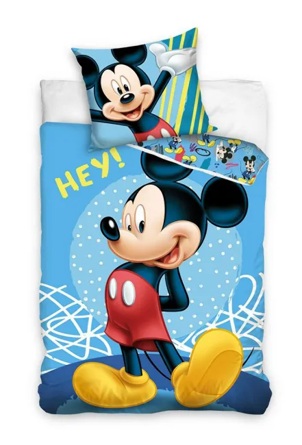 Pościel bawełniana 140x200 Myszka Miki Mickey Mouse niebieska 0389 poszewka 70x90